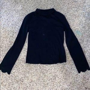 Black Chocker-Neck Shirt.